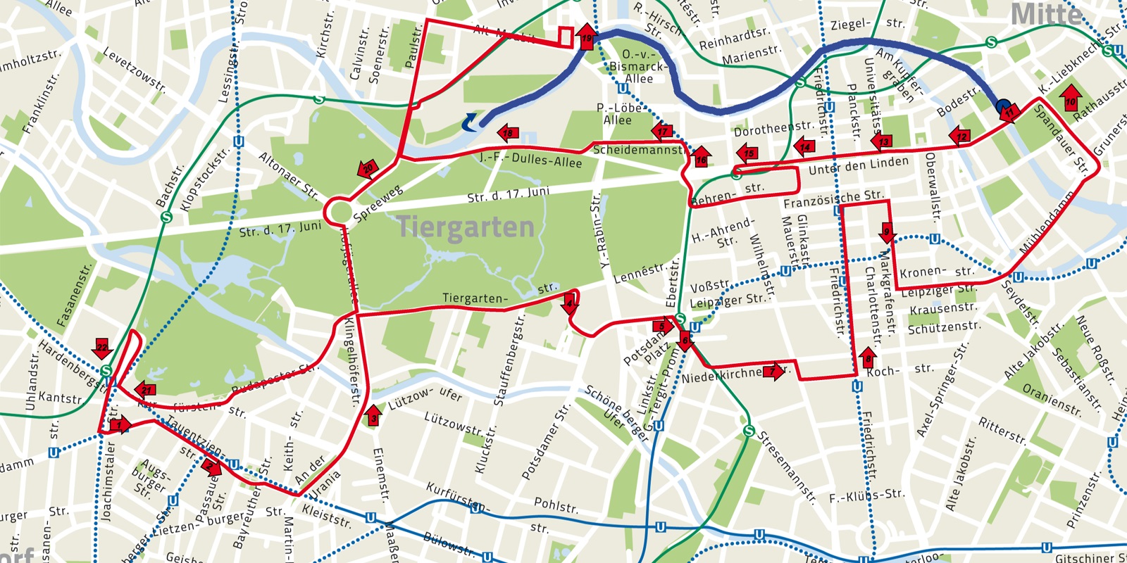 Stadtrundfahrt Route - Sightseeing tour